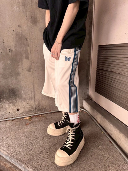 Needles LHP EXCLUSIVE TRACK PANTS SHORTS POLY SMOOTH WHITE