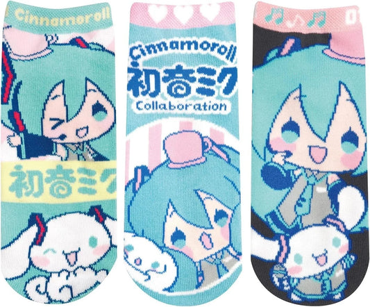 Hatsune Miku × Cinnamoroll Socks Set – 3 Pairs