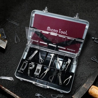 12 Types Micro Tool Set Miniature Collectibles Attaché Case Dad Gift