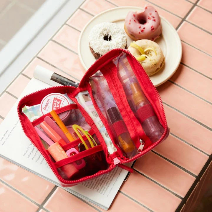 Hobonichi Drawer Pouch Small Transparent Check PVC Organizer Case Multi Pocket Japan