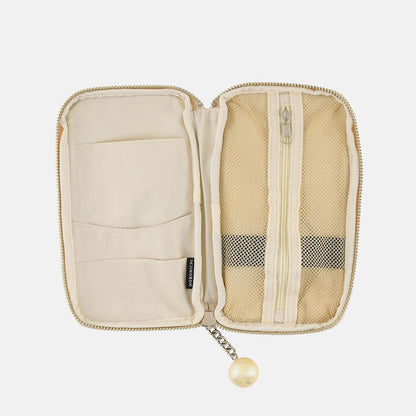 Hobonichi Techo 2026 Small Drawer Pouch Champagne Gold Faux Leather Organizer Pearl Chain Detail