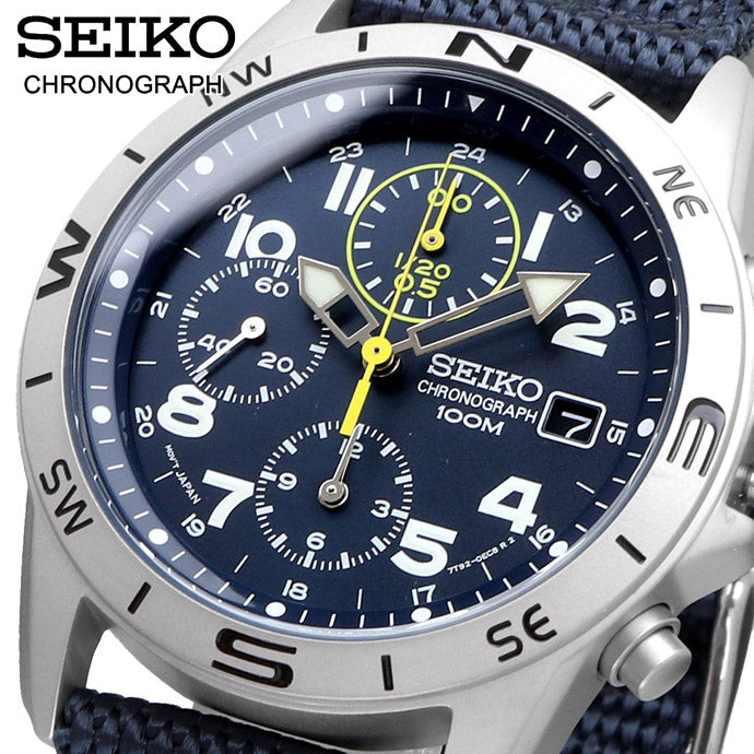 SEIKO Chronograph SND379P1 Blue Silver Watch