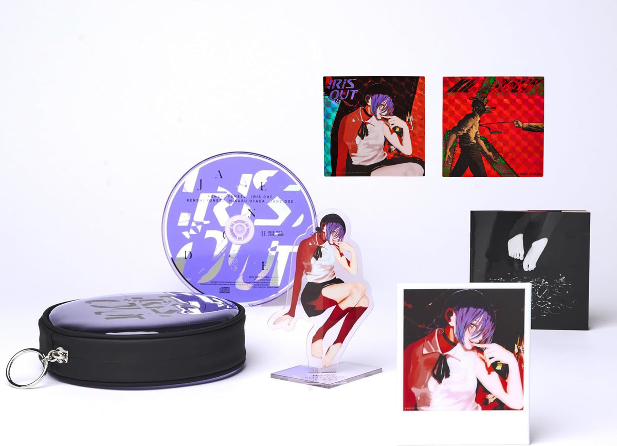 Kenshi Yonezu – IRIS OUT / JANE DOE (First-Press Limited Edition) CD + Reze Polaroid + Acrylic Stand + Pouch + stickers| Chainsaw Man