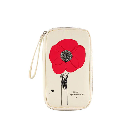 Hobonichi Techo 2026 Small Drawer Pouch HANA AKA by Ichiro Yamaguchi Cotton Organizer Case