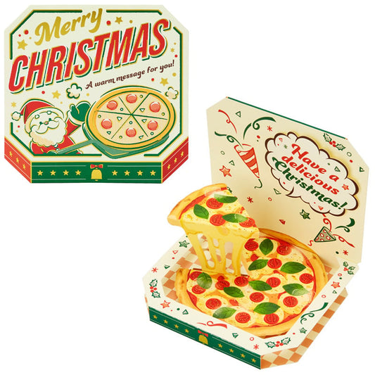 Christmas Pizza Pop-Up Greeting Card with Gold Foil