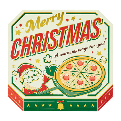 Christmas Pizza Pop-Up Greeting Card with Gold Foil