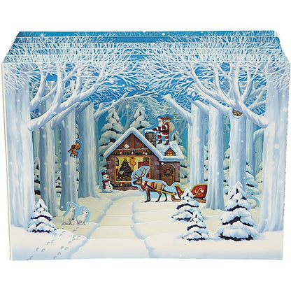 Christmas Greeting Card – Layered Winter Forest Scene